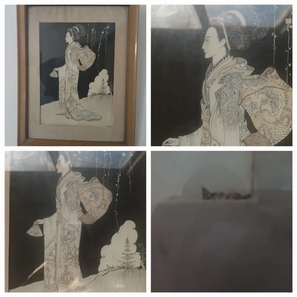Cuadro en Tinta China de Geisha Japonesa
