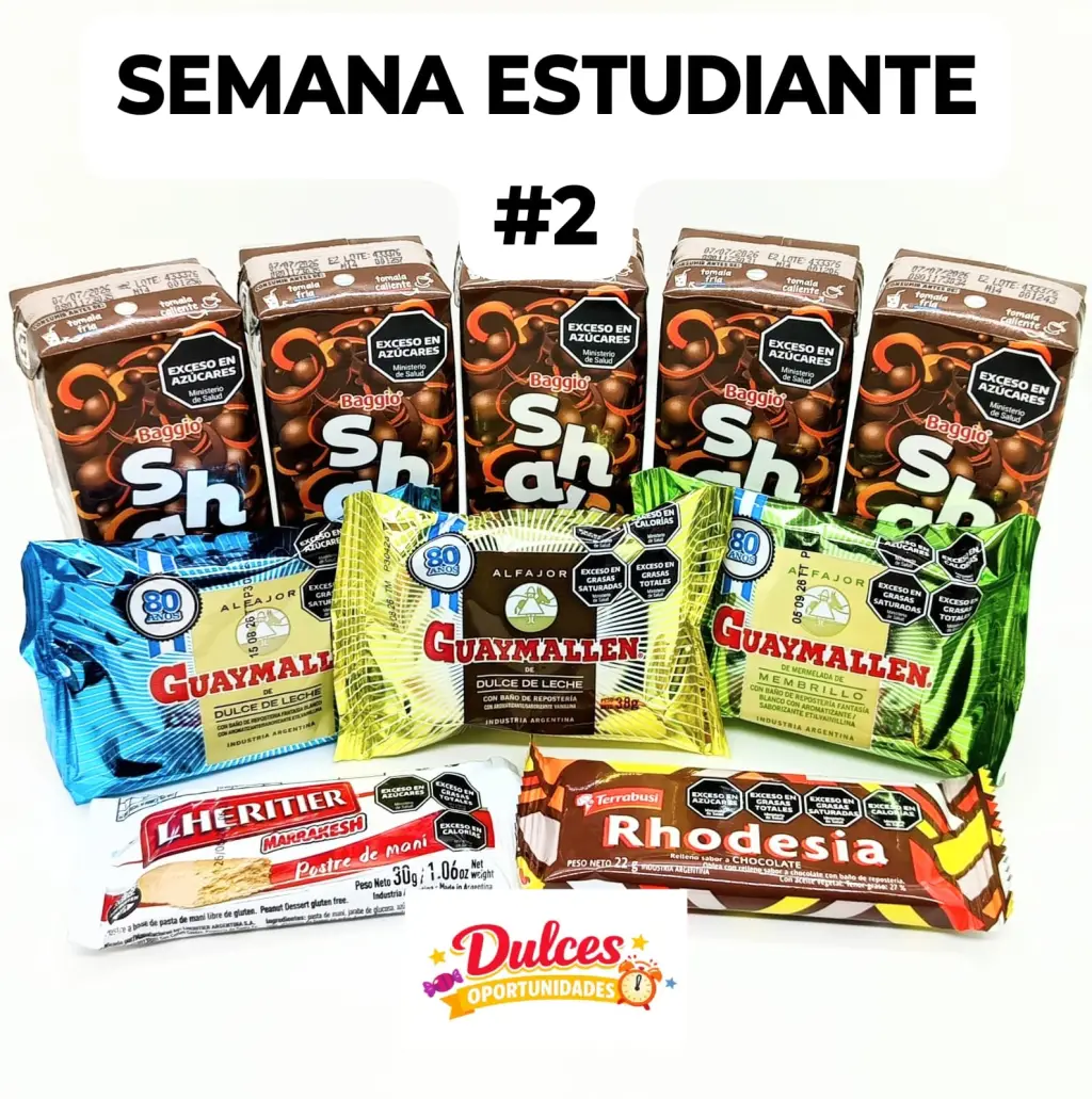 COMBO "Semana estudiante #2" Chocolatada Baggio Alfajores Guaymallén Marrakesh Rhodesia