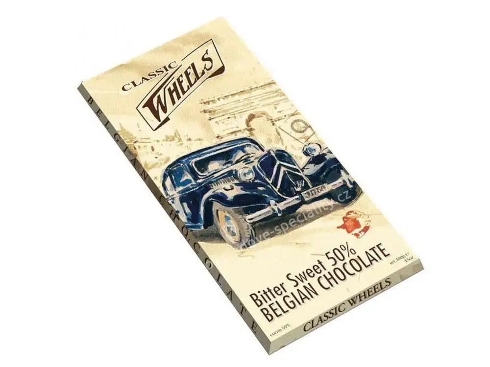 Chocolate Belga Classic Wheels Bitter Sweet 50% Chocolate 100g