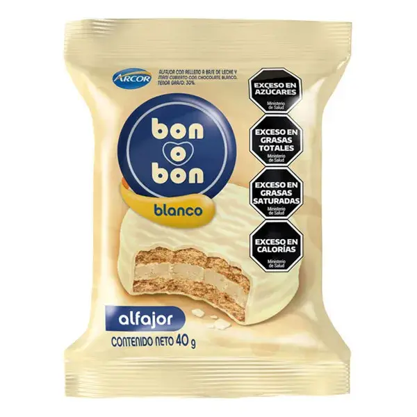 Alfajor Bon o Bon Blanco simple 40g