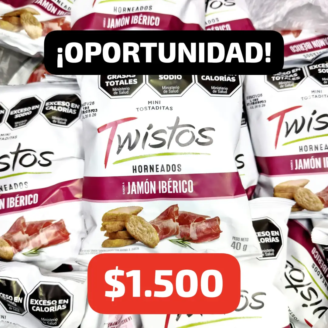 ¡OPORTUNIDAD! Galletitas Twistos sabor Jamón Ibérico 40g