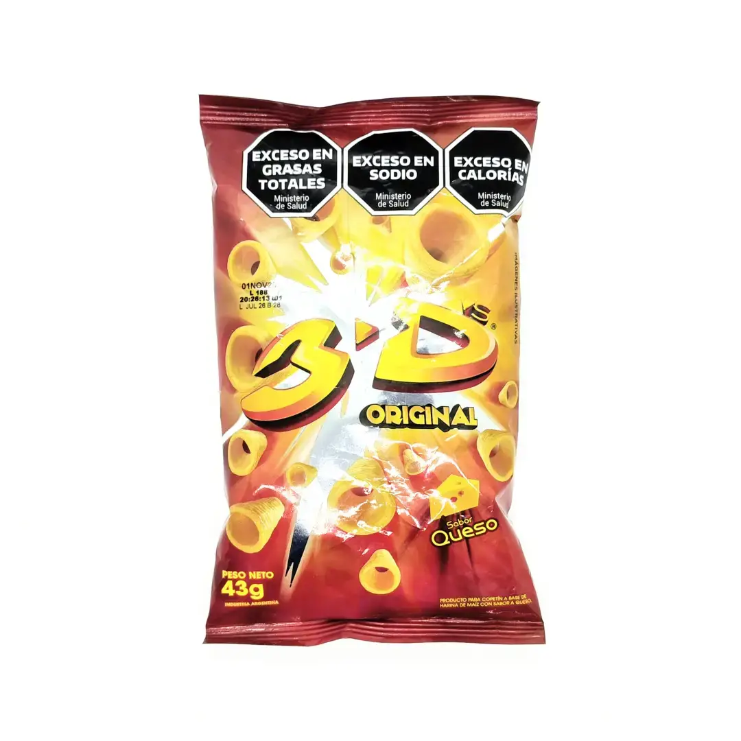 ¡OFERTA! Snack tubitos 3D's Original sabor Queso 43g