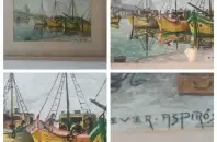 Cuadro De Barcos en el Puerto de la Boca