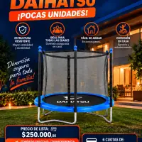 Cama Elástica Daihatsu 1,80 m Cód. ML-CE18/BU - Con Red De Seguridad Y Cubre Resortes