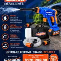COMBO INALÁMBRICO 20V WADFOW: HIDROLAVADORA + ASPIRADORA DE MANO