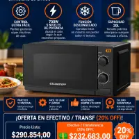 Microondas Mecánico Lüsqtoff 20 Litros Cód. LQ-HM200M - 700W Con Función Descongelado