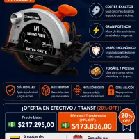 Sierra Circular Dowen Pagio 185 mm 1500W Cód. 9993622.1 - Modelo SC185SP Con Disco Y Guía